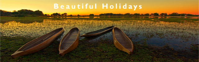 canoes on botswana lake