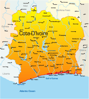 map of ivory coast africa