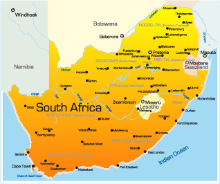 map of south african safari showing location in south africa