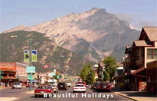 canadian rockies beach scene