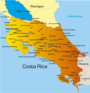 map of costa rica america