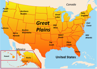map of prairie and great plains america