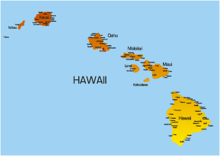 map of hawaii islands america