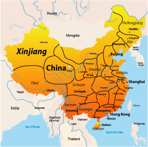 map of xinjiang asia
