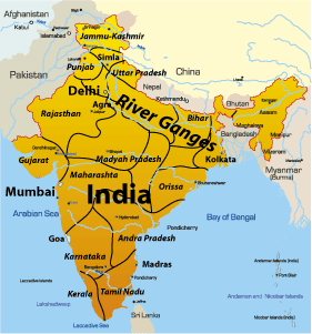map of river ganges asia