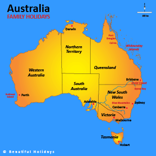 map of australian showing family highlights