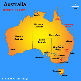 map of australian showing luxury highlights