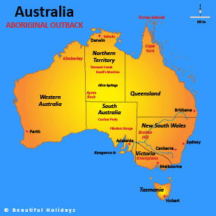 map of australian showing best outback locations