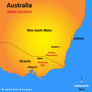 map of australian showing best skiing locations