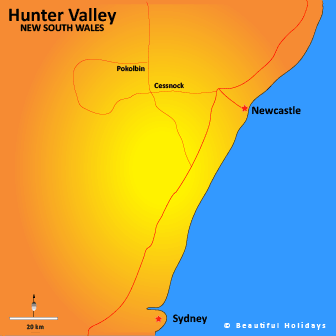map of hunter valley australia