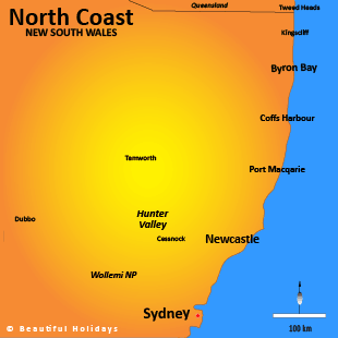 map of North Coast NSW australia