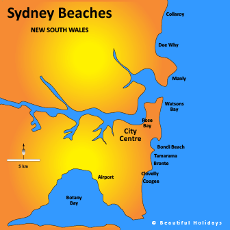 map of sydney beaches new south wales