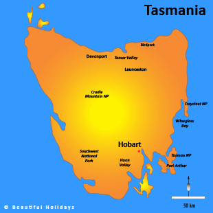 map of tasmania australia