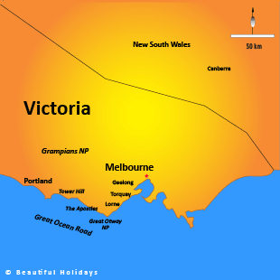 map of great ocean road australia