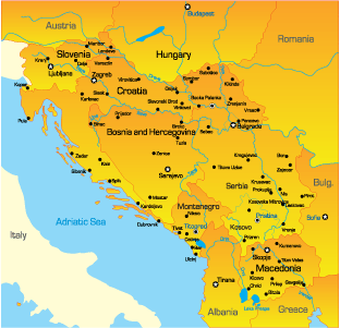 map of balkans showing tourist highlights