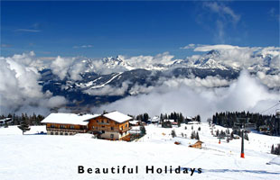 tourists enjoying an european skiing holiday