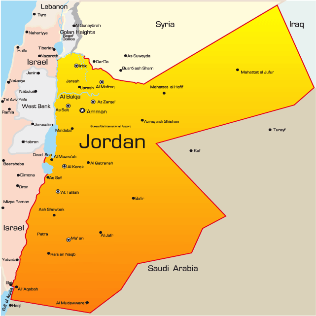 map of jordan middle east