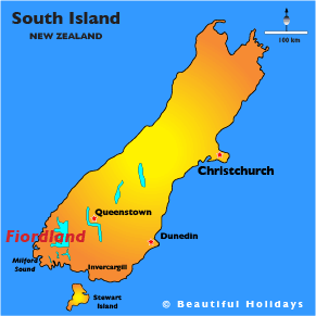 map of fiordland in new zealand