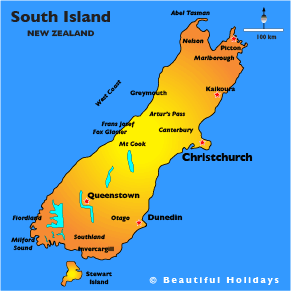 map of south island in new zealand