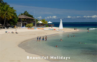 beach at Castaway Island Resort in the Mamanuca islands