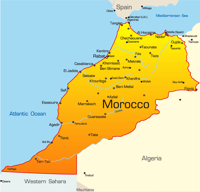 Morocco Map Showing Attractions Accommodation