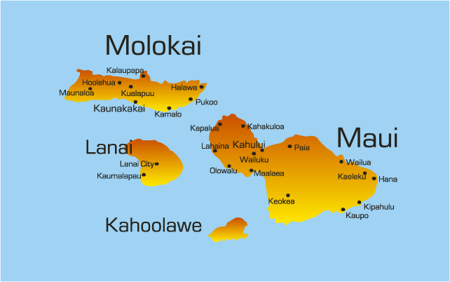 Map Of Maui Island Hawaii Islands Showing Attractions