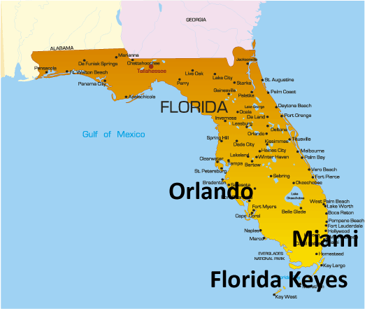 miami map showing attractions & accommodation