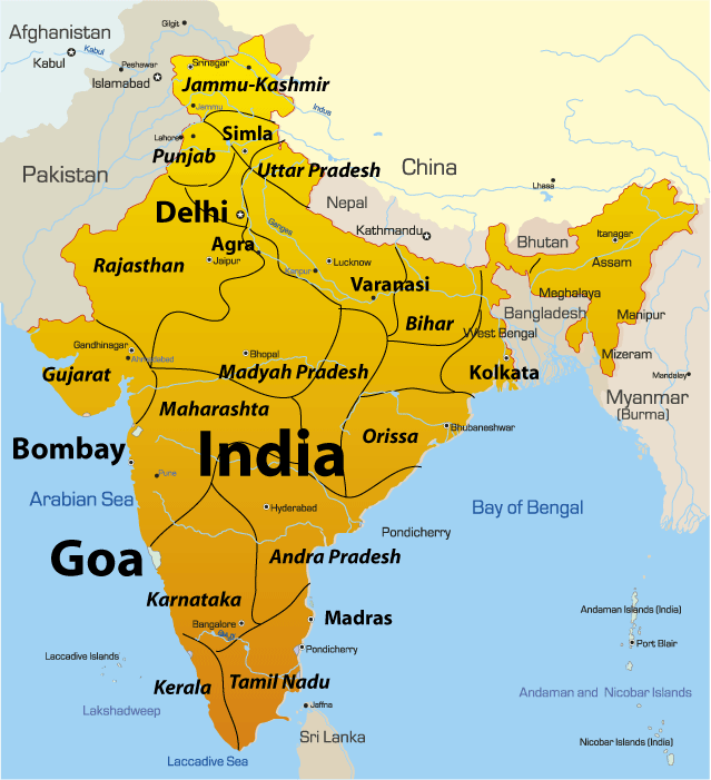 Goa Map Showing Attractions &