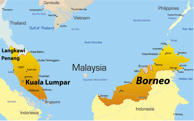 Malaysia Map Showing Attractions And Accommodation