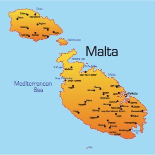 Map Europe Malta