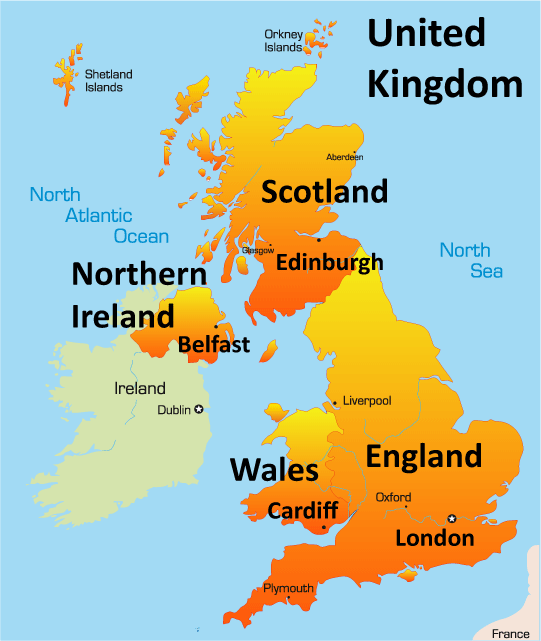 United Kingdom Map Showing Iconic Tourist Attractions