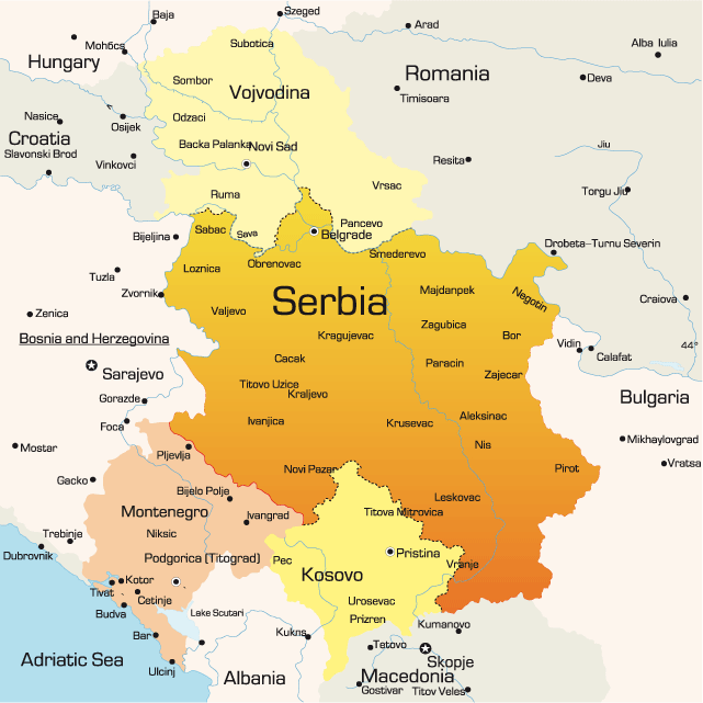 Serbia Map Showing Attractions & Accommodation