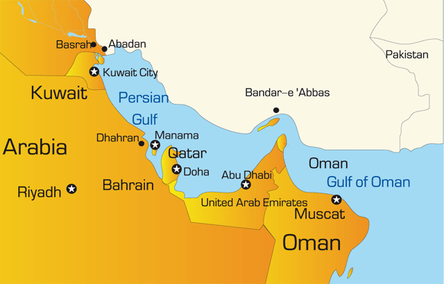 Gulf States Map Showing Iconic Tourist Attractions